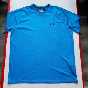 Under Armour HeatGear T-shirt men's size XL blue perforated fabric loose fit